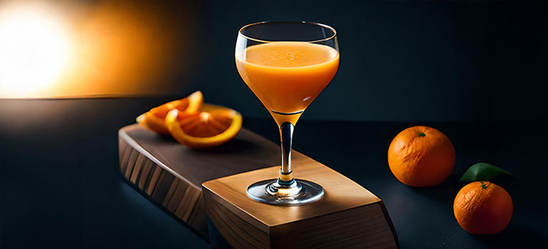 Bellini on a board with oranges